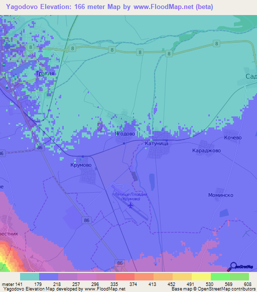 Yagodovo,Bulgaria Elevation Map