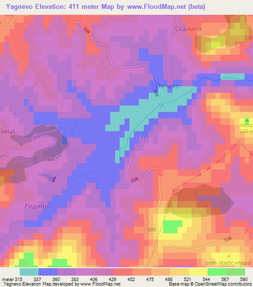 Yagnevo,Bulgaria Elevation Map