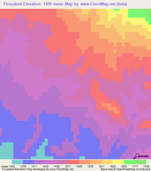 Firuzabad,Iran Elevation Map