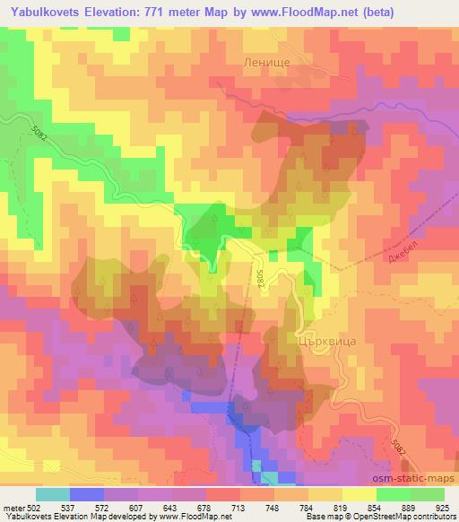 Yabulkovets,Bulgaria Elevation Map
