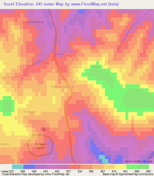 Vuzel,Bulgaria Elevation Map