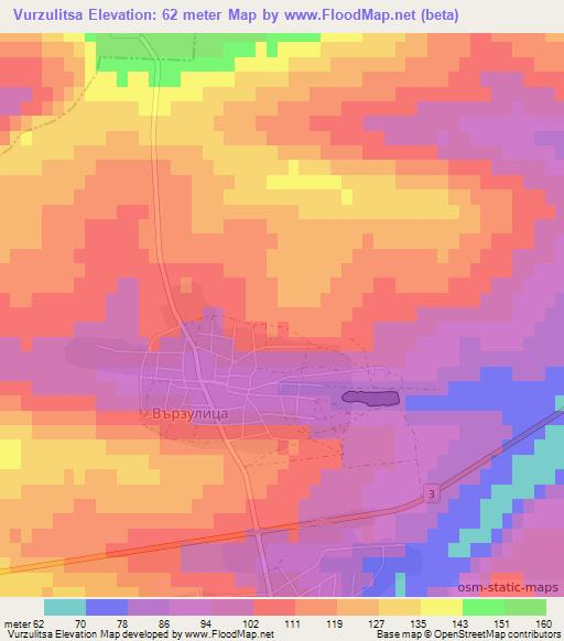 Vurzulitsa,Bulgaria Elevation Map
