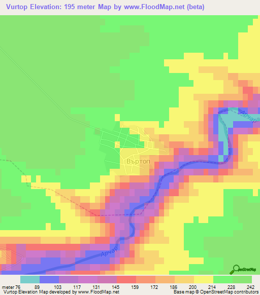Vurtop,Bulgaria Elevation Map