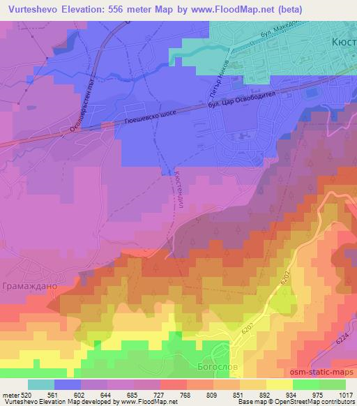 Vurteshevo,Bulgaria Elevation Map
