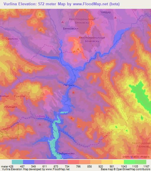 Vurlina,Bulgaria Elevation Map