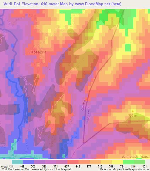 Vurli Dol,Bulgaria Elevation Map