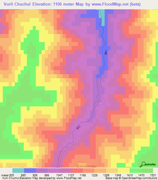 Vurli Chuchul,Bulgaria Elevation Map