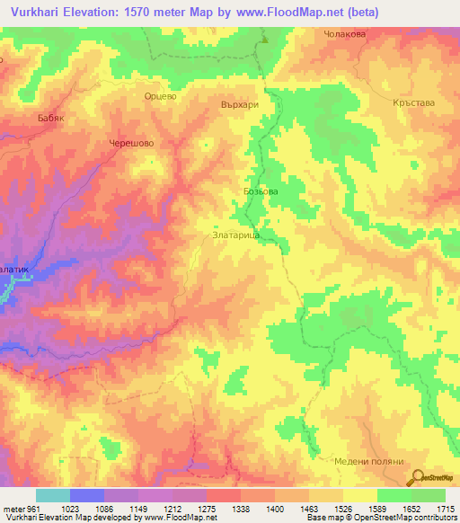 Vurkhari,Bulgaria Elevation Map