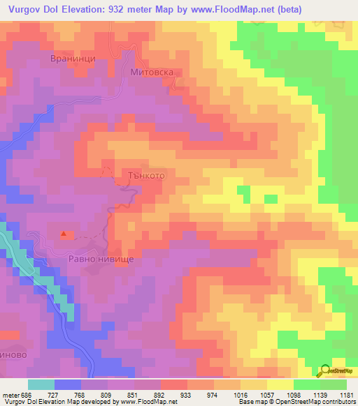 Vurgov Dol,Bulgaria Elevation Map