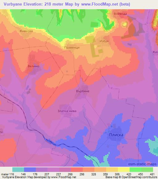 Vurbyane,Bulgaria Elevation Map