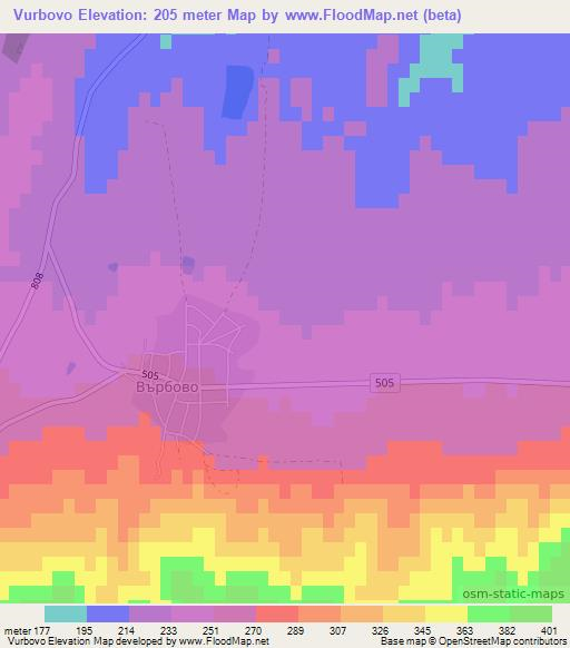 Vurbovo,Bulgaria Elevation Map