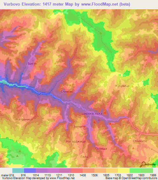 Vurbovo,Bulgaria Elevation Map