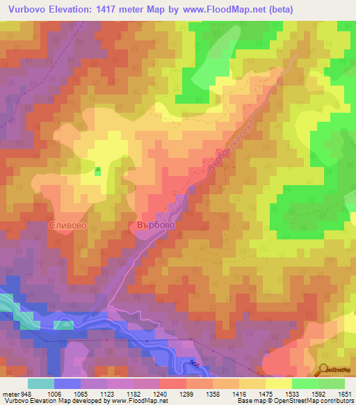 Vurbovo,Bulgaria Elevation Map