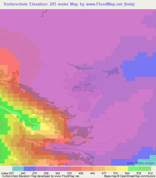 Vurbovchets,Bulgaria Elevation Map
