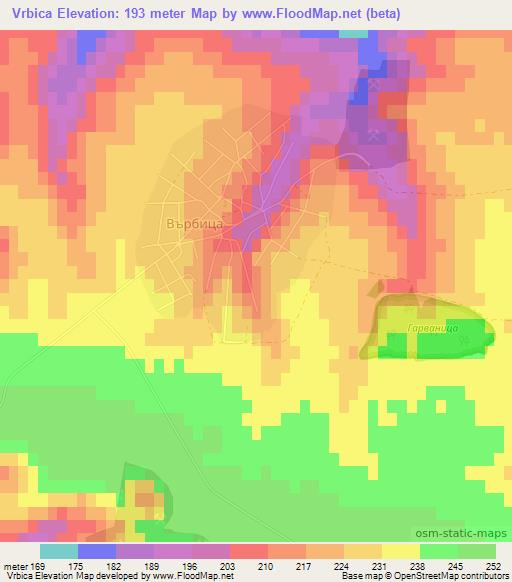 Vrbica,Bulgaria Elevation Map