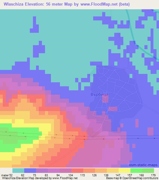 Wlaschiza,Bulgaria Elevation Map