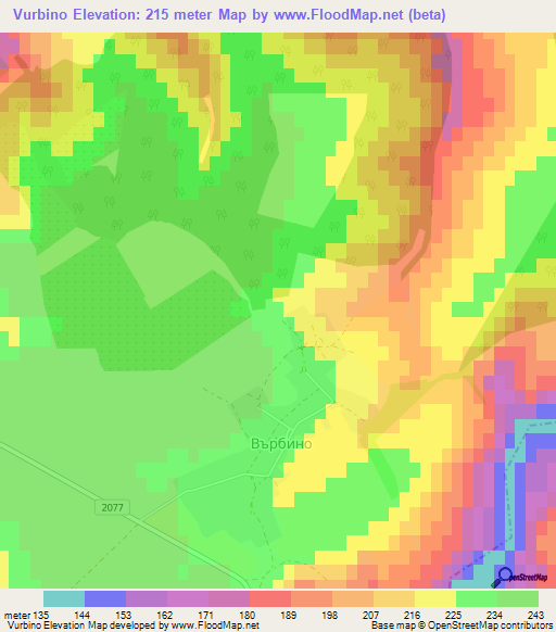 Vurbino,Bulgaria Elevation Map