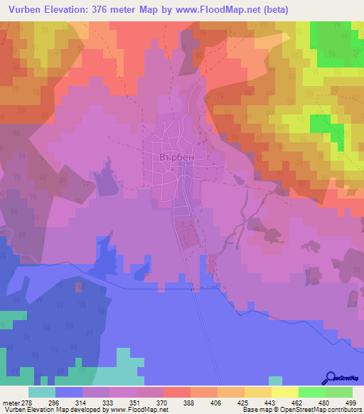 Vurben,Bulgaria Elevation Map