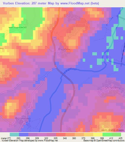 Vurben,Bulgaria Elevation Map