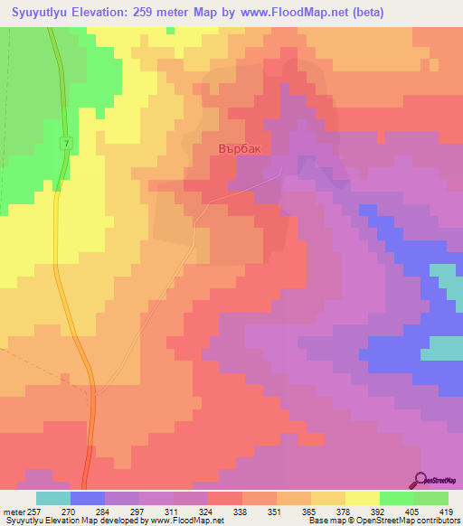 Syuyutlyu,Bulgaria Elevation Map