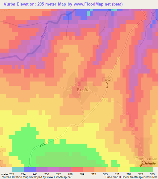 Vurba,Bulgaria Elevation Map