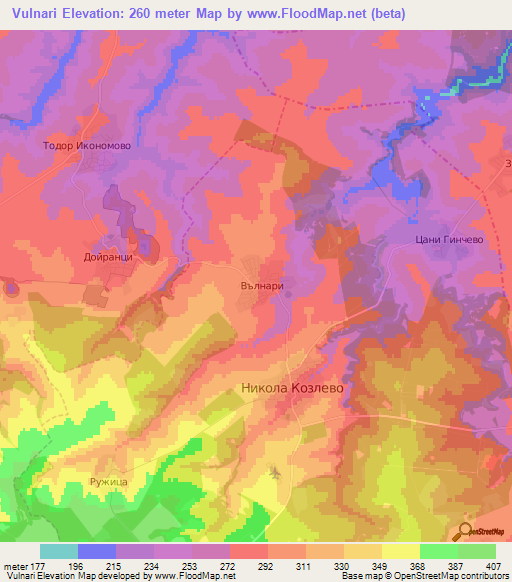 Vulnari,Bulgaria Elevation Map