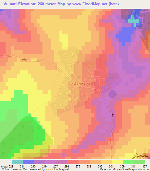 Vulnari,Bulgaria Elevation Map
