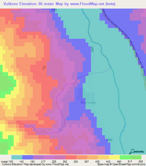 Vulkovo,Bulgaria Elevation Map