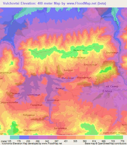 Vulchovtsi,Bulgaria Elevation Map