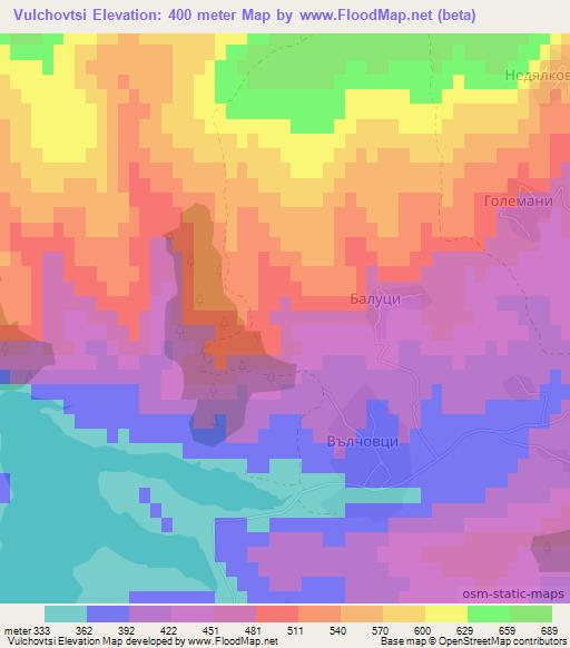 Vulchovtsi,Bulgaria Elevation Map