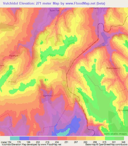 Vulchidol,Bulgaria Elevation Map