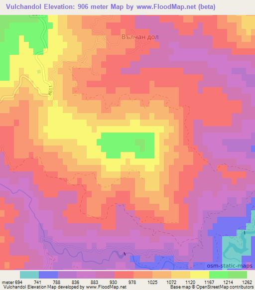 Vulchandol,Bulgaria Elevation Map