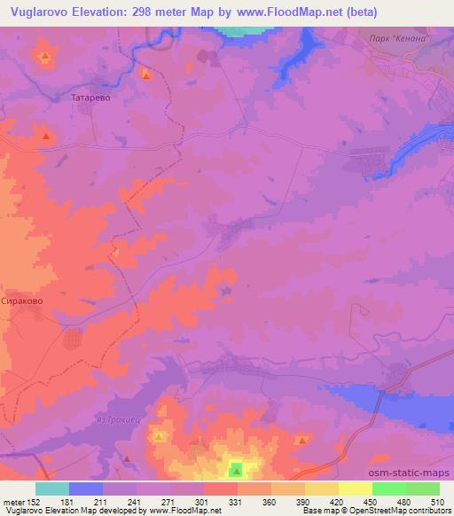 Vuglarovo,Bulgaria Elevation Map