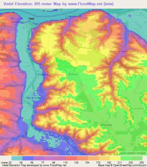 Vedel,Bulgaria Elevation Map