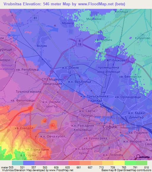 Vrubnitsa,Bulgaria Elevation Map