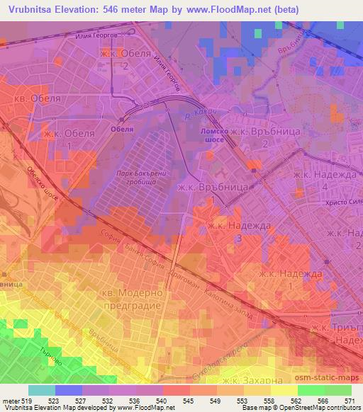Vrubnitsa,Bulgaria Elevation Map