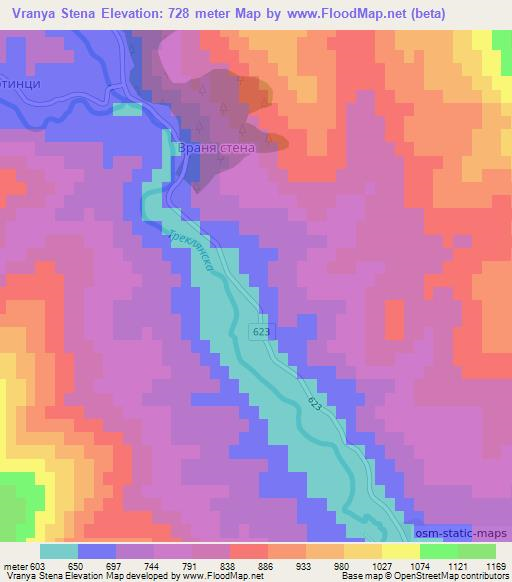 Vranya Stena,Bulgaria Elevation Map