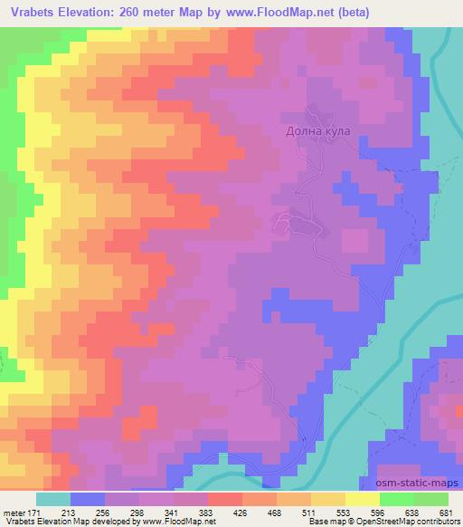 Vrabets,Bulgaria Elevation Map