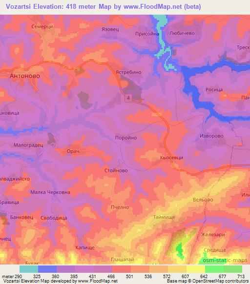 Vozartsi,Bulgaria Elevation Map