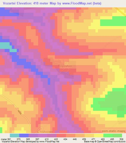 Vozartsi,Bulgaria Elevation Map
