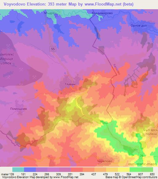 Voyvodovo,Bulgaria Elevation Map