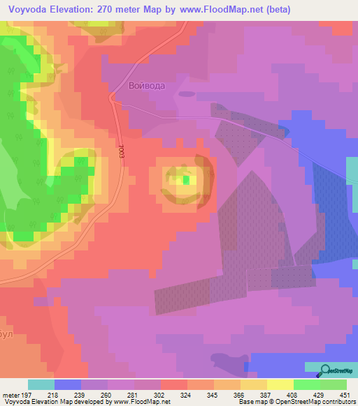 Voyvoda,Bulgaria Elevation Map