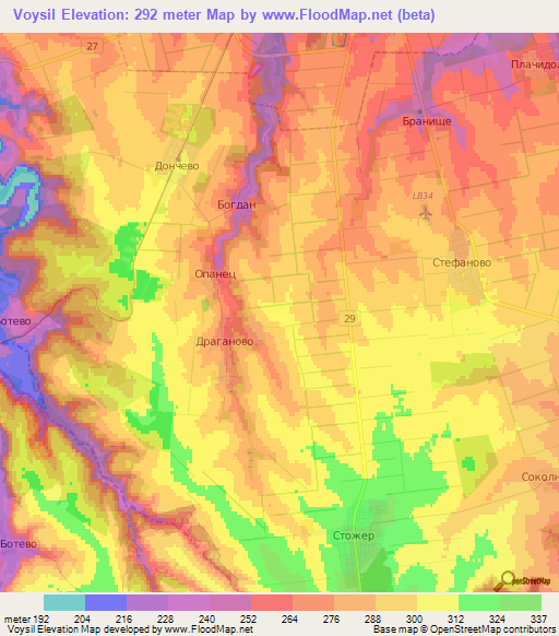 Voysil,Bulgaria Elevation Map