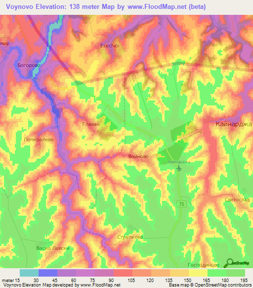 Voynovo,Bulgaria Elevation Map