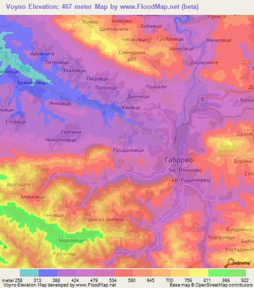 Voyno,Bulgaria Elevation Map