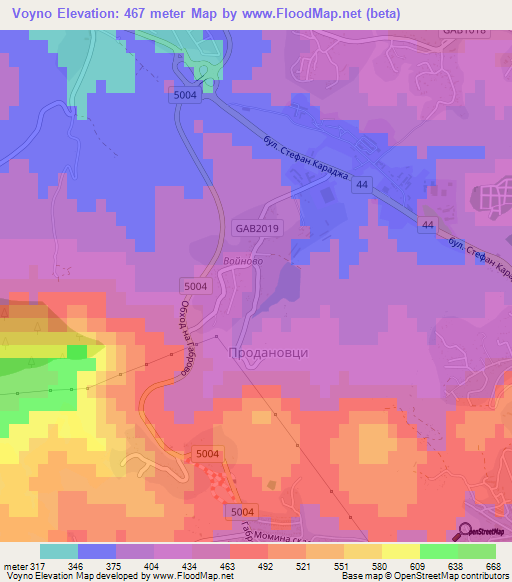 Voyno,Bulgaria Elevation Map