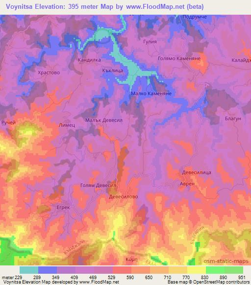 Voynitsa,Bulgaria Elevation Map