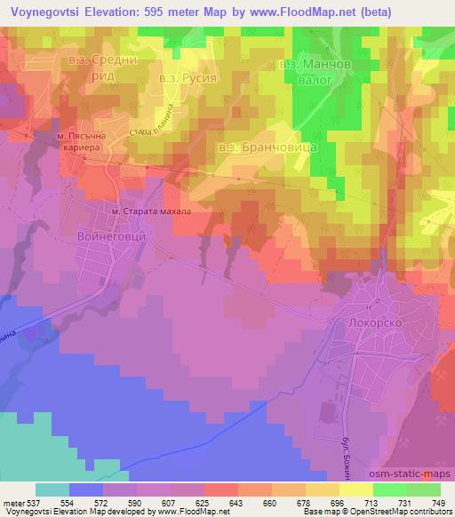 Voynegovtsi,Bulgaria Elevation Map