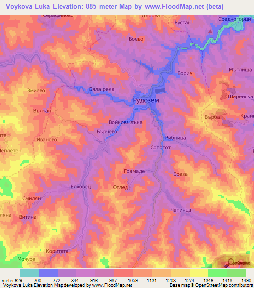 Voykova Luka,Bulgaria Elevation Map