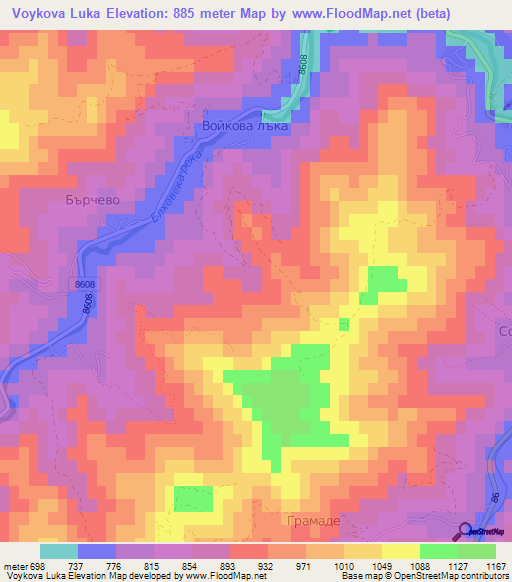 Voykova Luka,Bulgaria Elevation Map